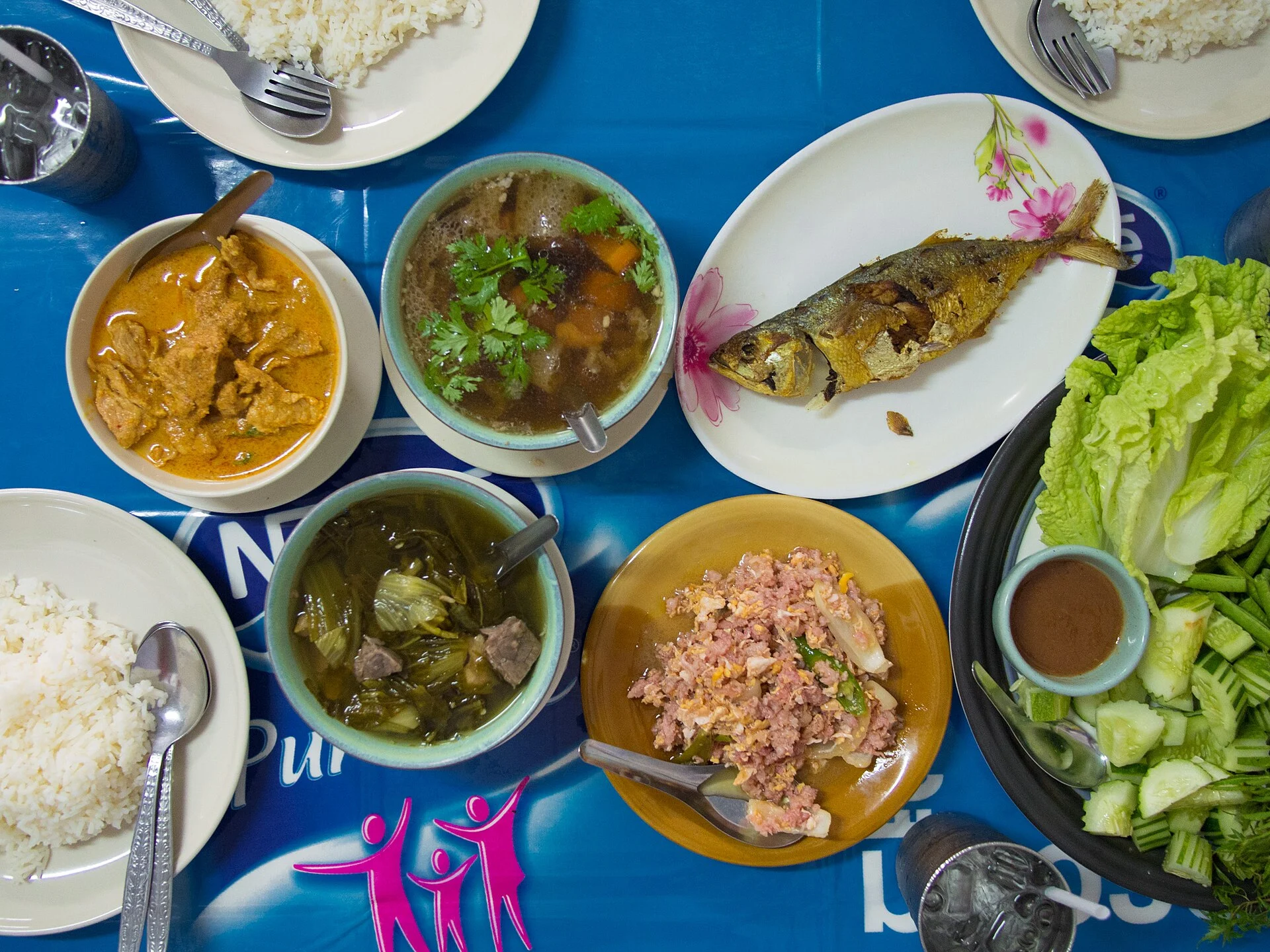 A spread of Thai dishes for lunch
