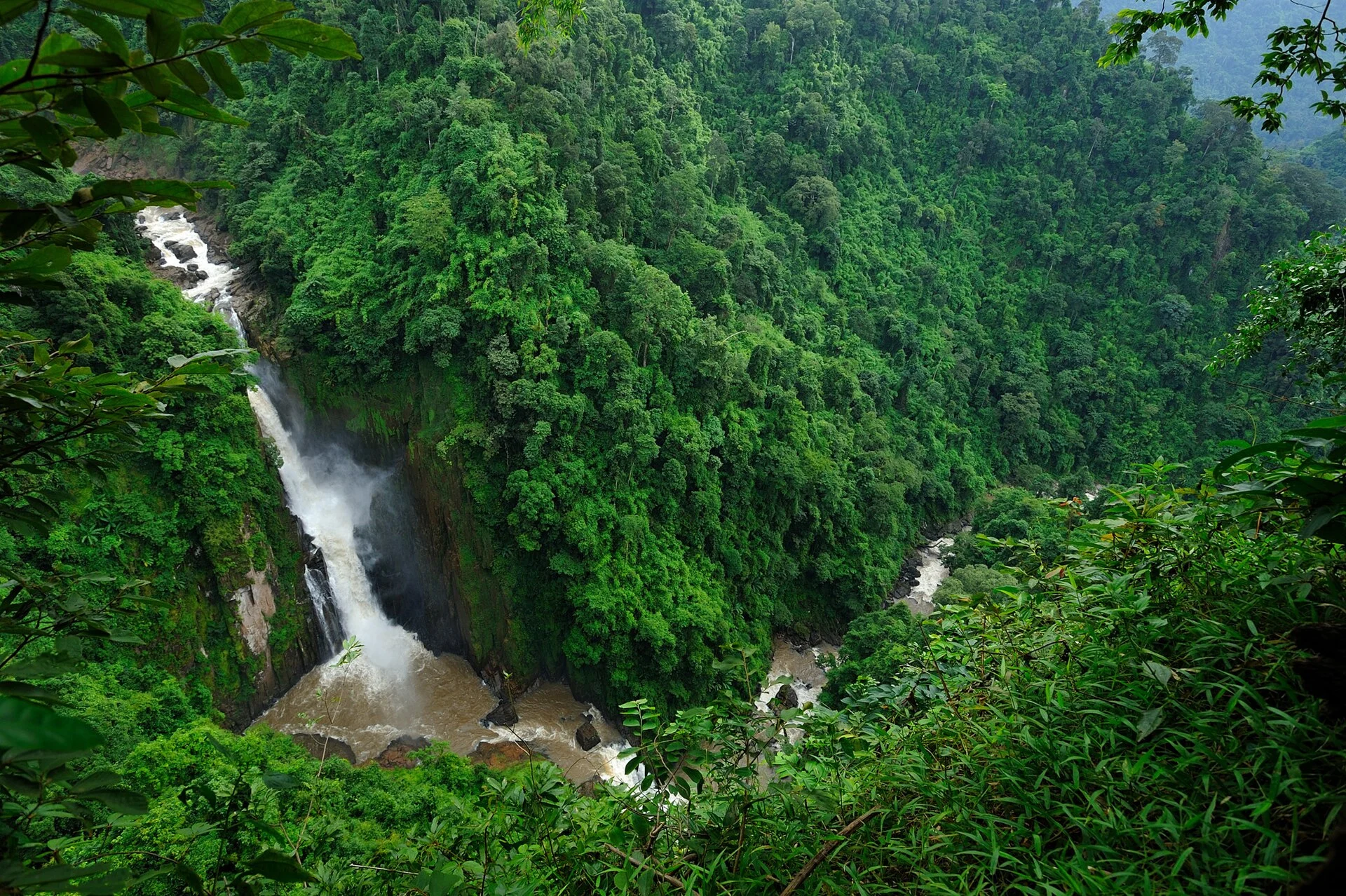 Haew Narok Waterfall cascading down a cliff in Khao Yai National Park