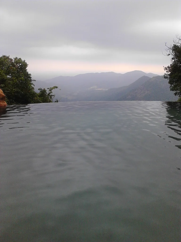 Swimming pool overlooking mountains